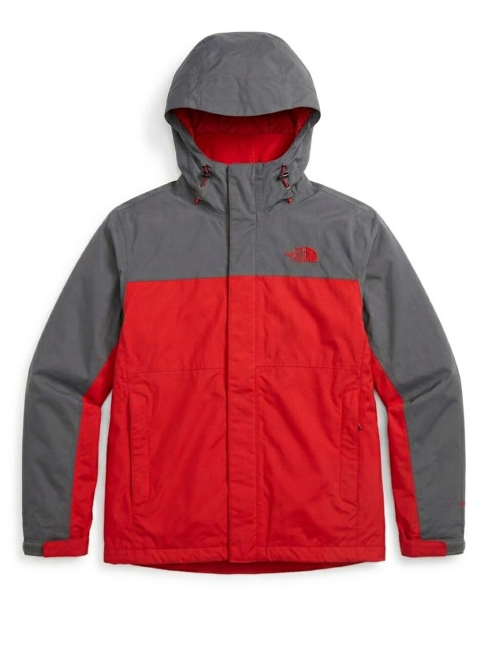 Vintage The North Face HyVent Hooded Jacket Mens M Red Gray Outdoor Shell